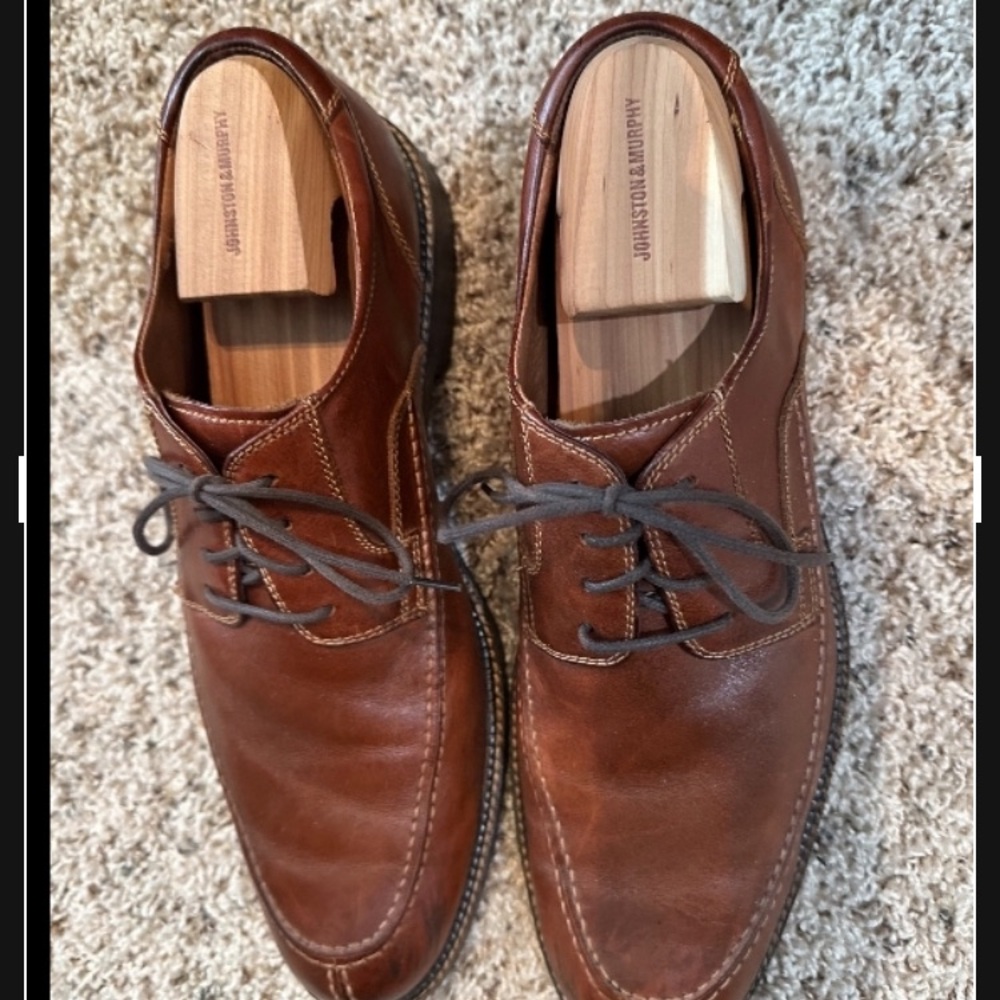 johnston & murphy calfskin tie shoe - size 12